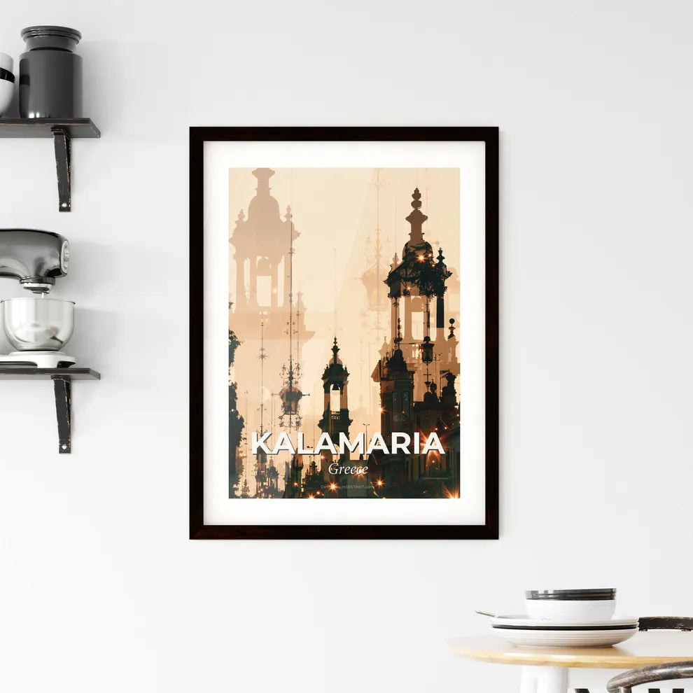 Kalamaria Greece Silhouette Sparkle Skyline Framed Print