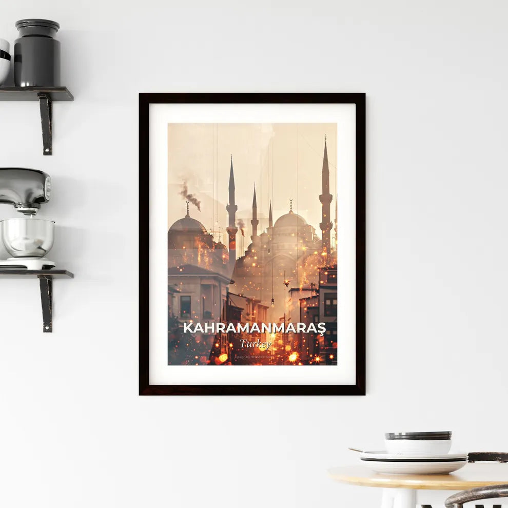 Kahramanmaras: City Icons in Sparkling Silhouette Framed Print
