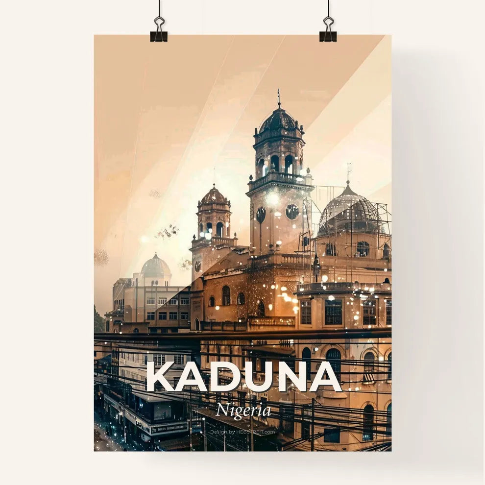 Kaduna City Skyline Double Exposure Composite Art Poster