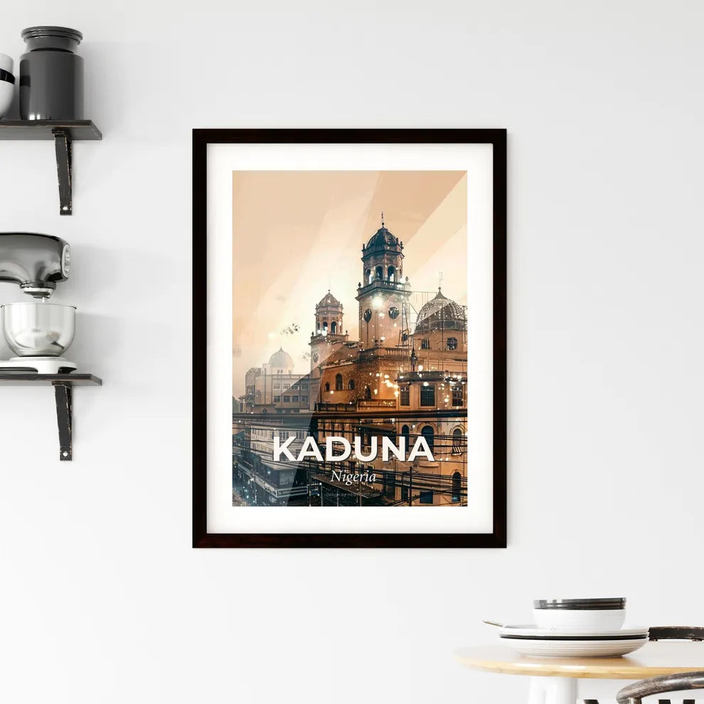 Kaduna City Skyline Double Exposure Composite Art Framed Print