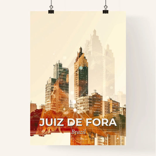 Juiz de Fora City Icons Double Exposure Art Poster