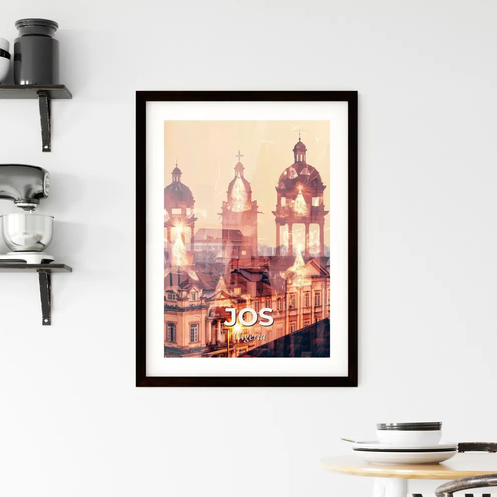 Jos: Vibrant Skyline in Double Exposure Art Framed Print