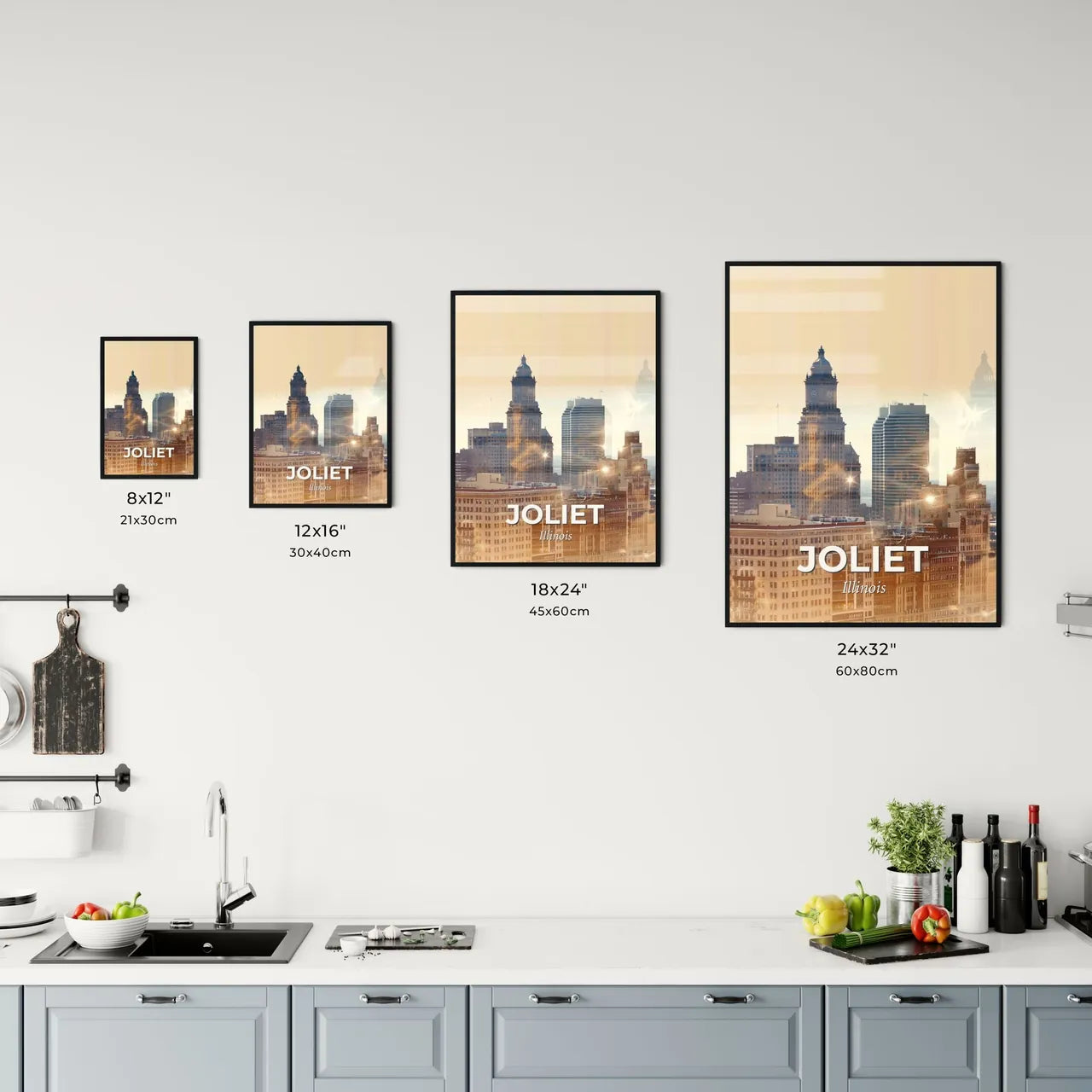 Joliet's Skyline Iconography in Radiant Hues Office Art