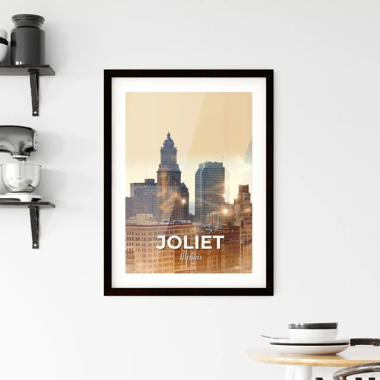 Joliet's Skyline Iconography in Radiant Hues Framed Print