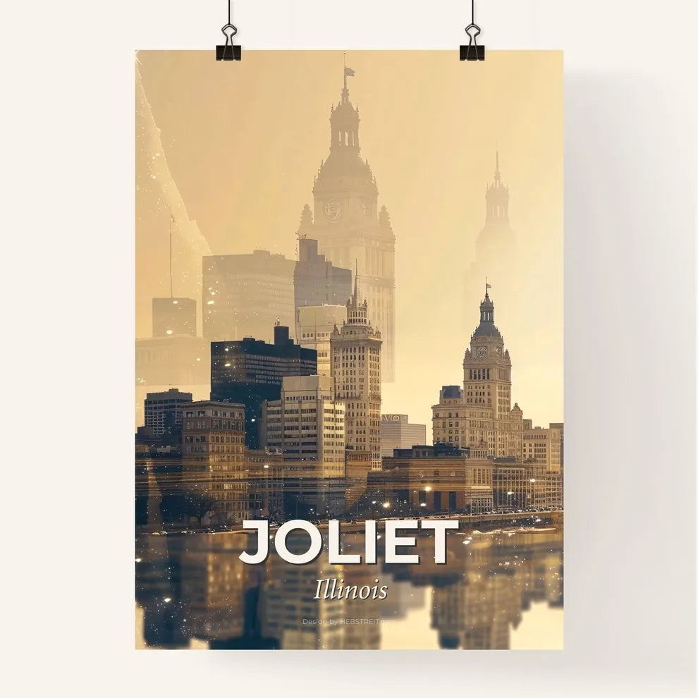 Joliet Skyline Icon Composite Art Cityscape Poster