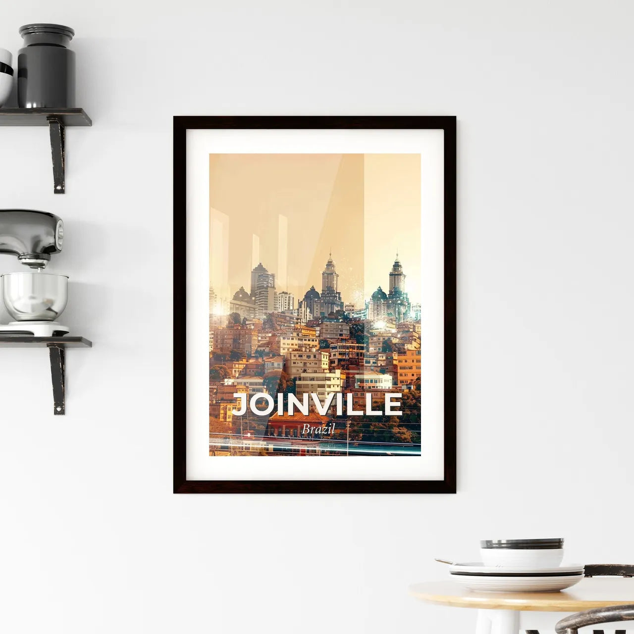 Joinville City Skyline Architectural Symphony Poster Framed Print