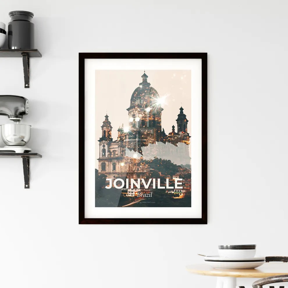 Joinville Skyline Double Exposure Art Poster Framed Print