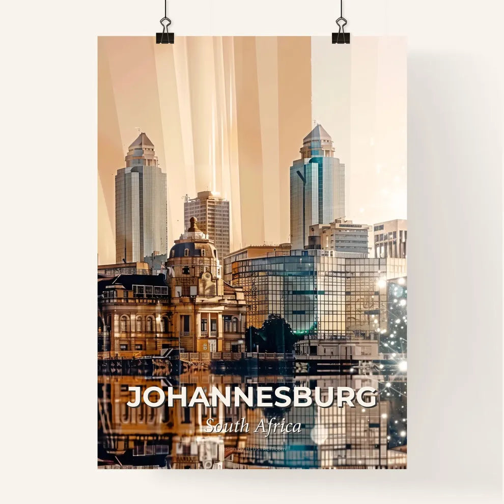 Johannesburg Skyline Art Print with Glowing Lights Poster