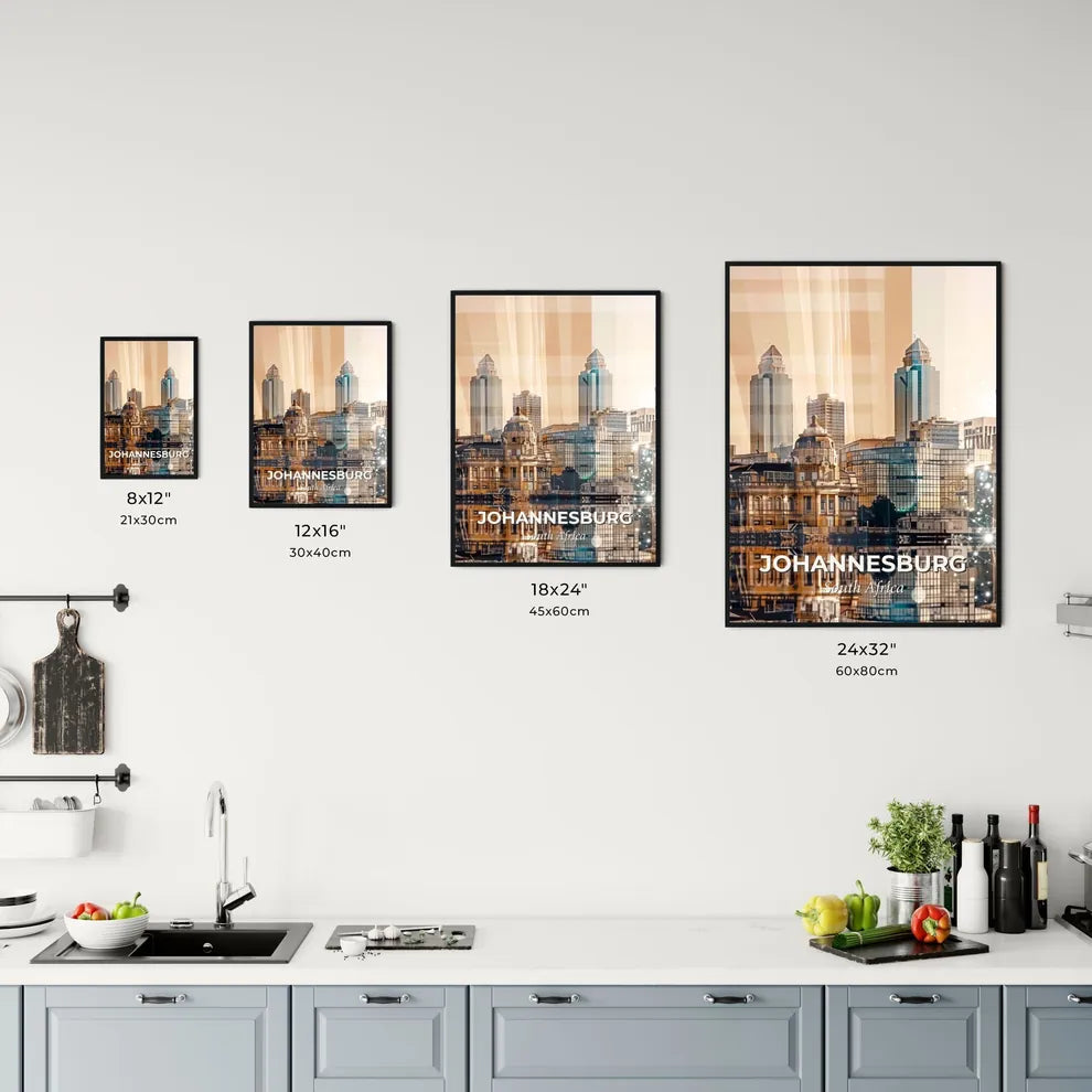 Johannesburg Skyline Art Print with Glowing Lights Office Art