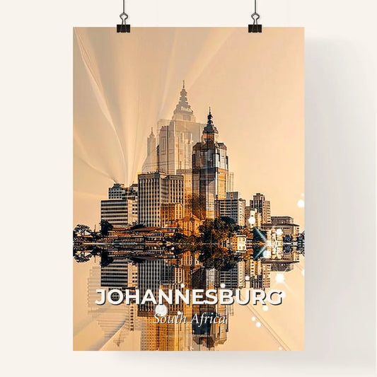 Johannesburg Skyline Double Exposure Art Poster Poster