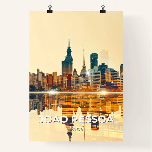 Joao Pessoa Skyline Cityscape Beige Sparkle Poster Poster