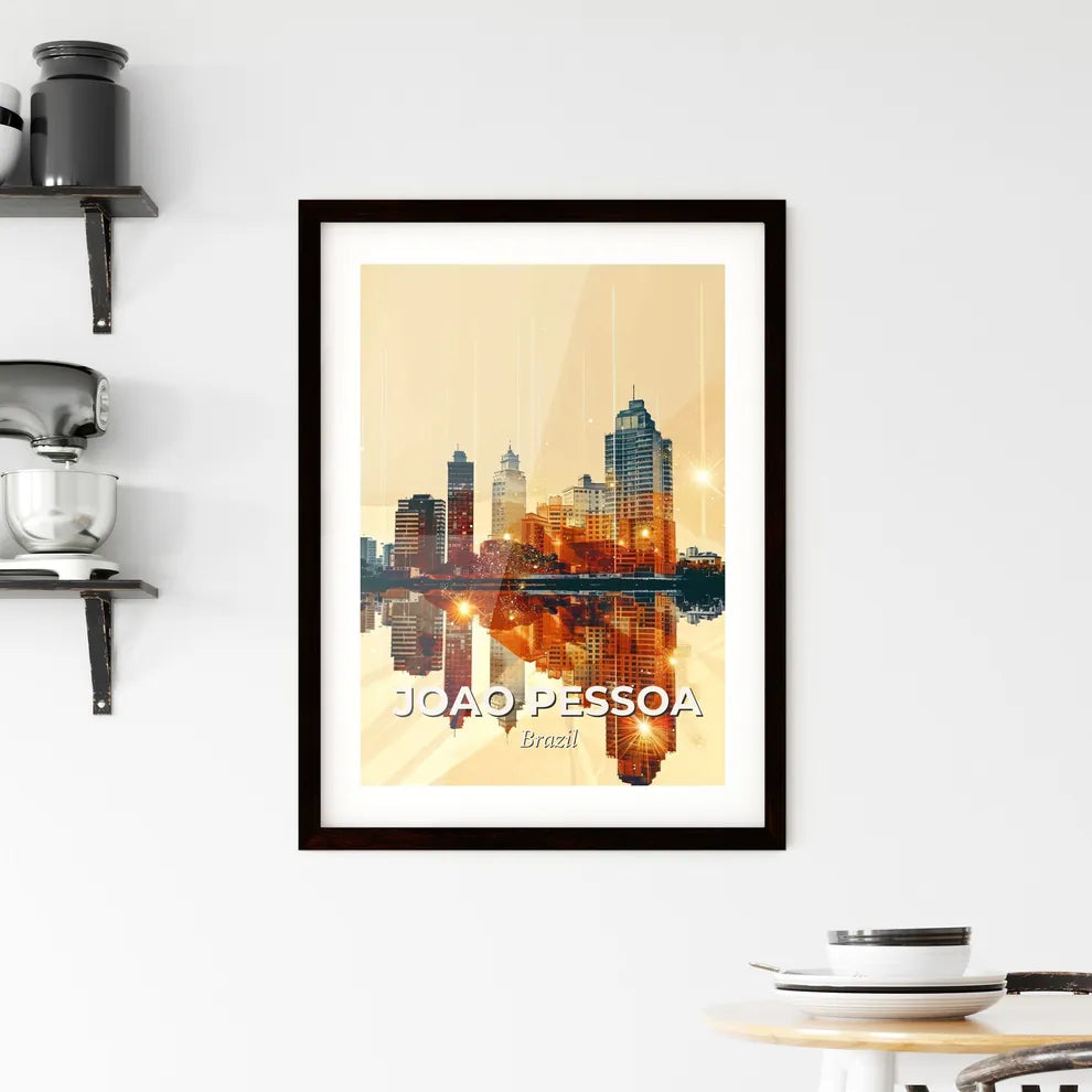 Joao Pessoa City Skyline Composite Art Poster Framed Print