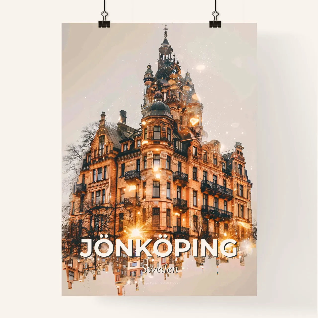 Jönköping, Sweden: Urban Art Skyline Composite Poster