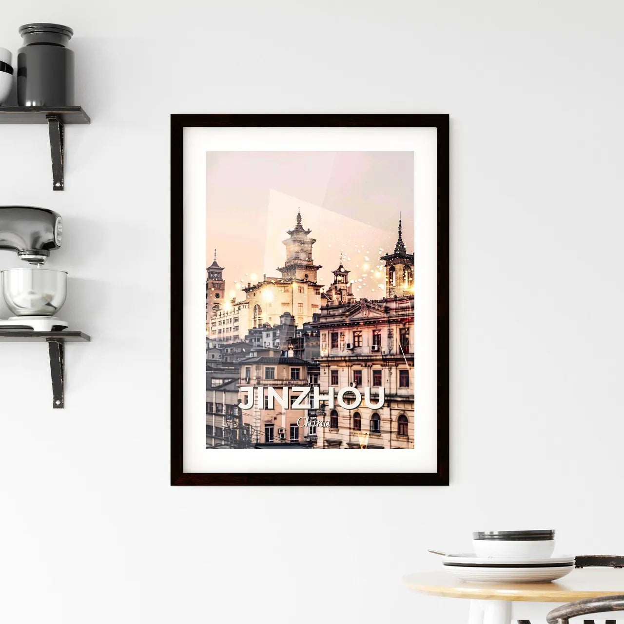 Jinzhou Skyline Composite Art Poster Framed Print