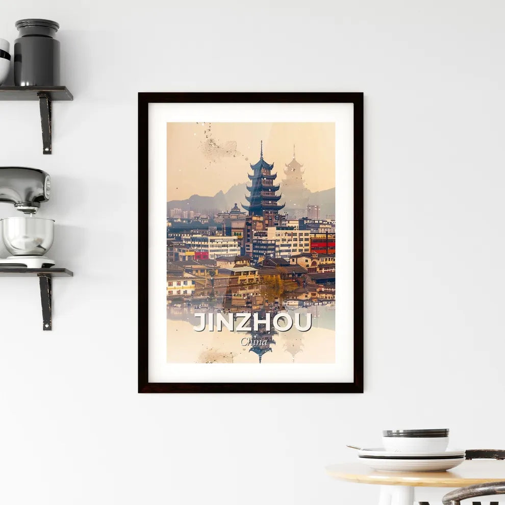 Jinzhou Cityscape: Vibrant and Glittering Framed Print