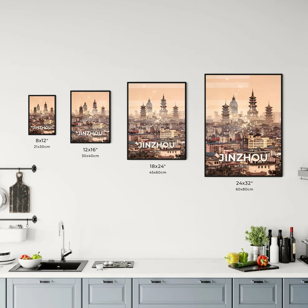 Jinzhou Skyline Icons Double Exposure Composite Art Office Art