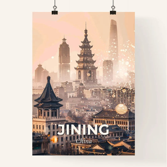 Jining Cityscape Double Exposure Panorama Poster