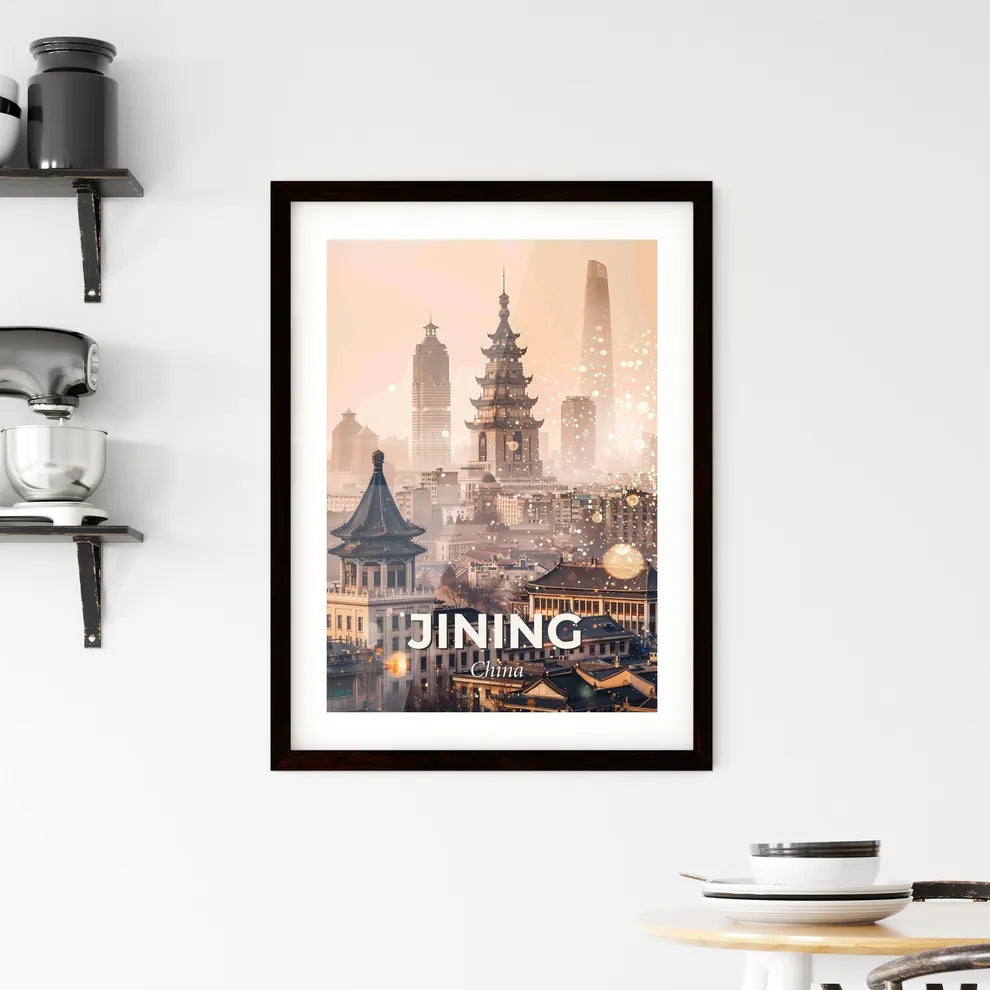 Jining Cityscape Double Exposure Panorama Framed Print