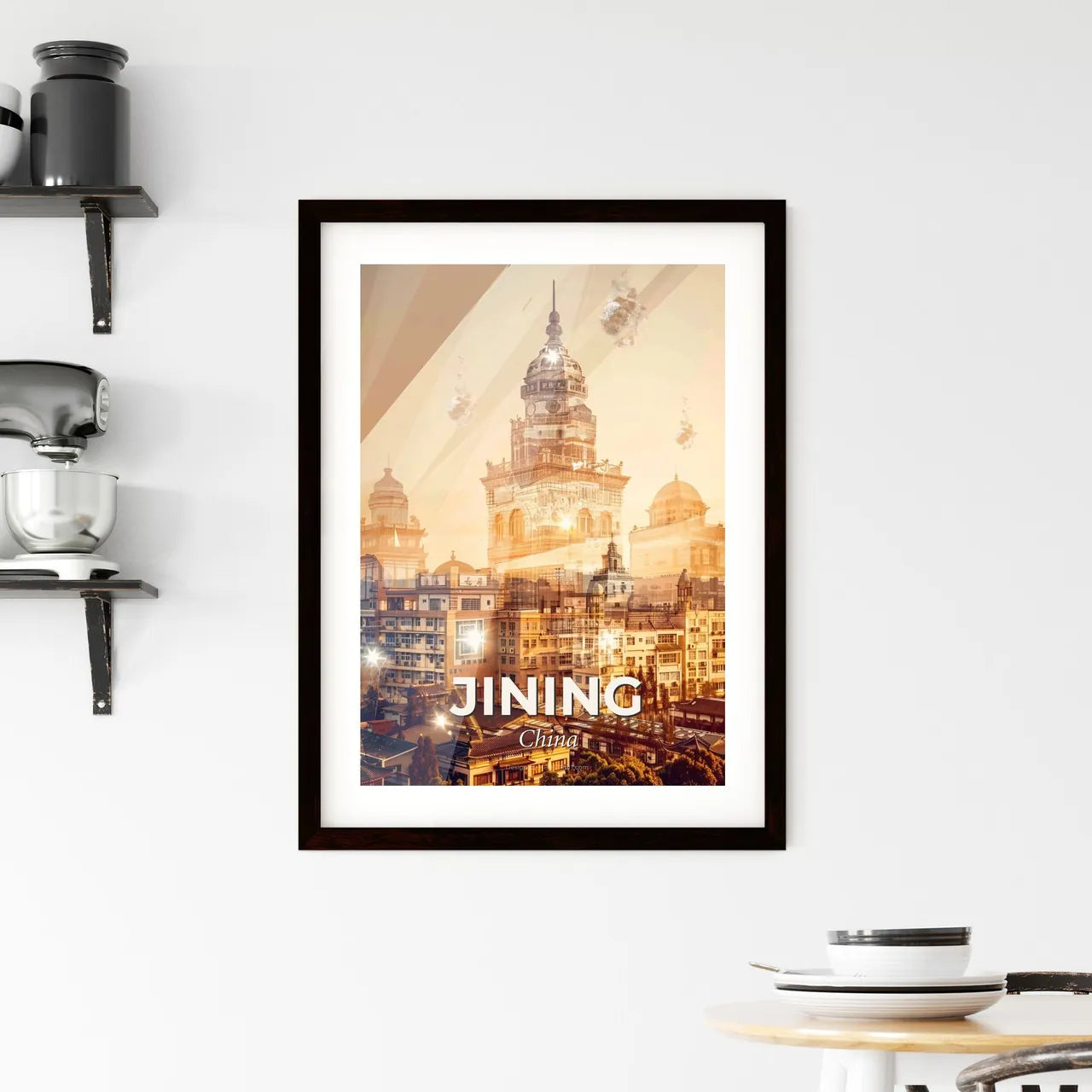 Jining Art Metropolis Panorama Sparkle Poster Framed Print