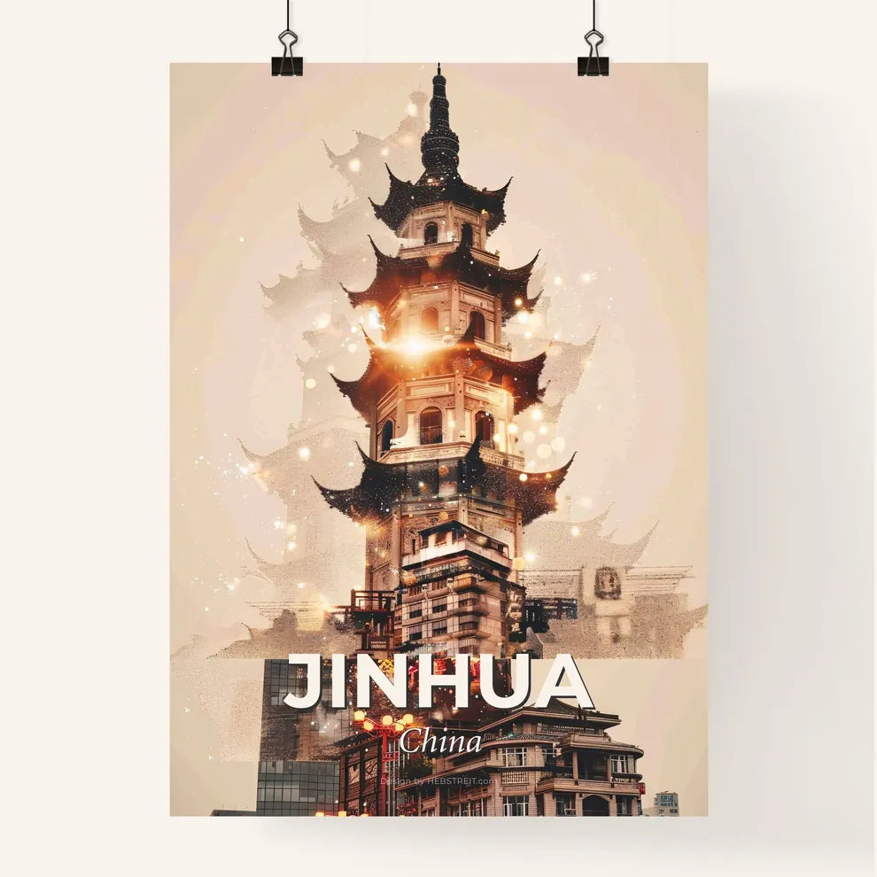 Jinhua Skyline Double Exposure Poster Art Poster