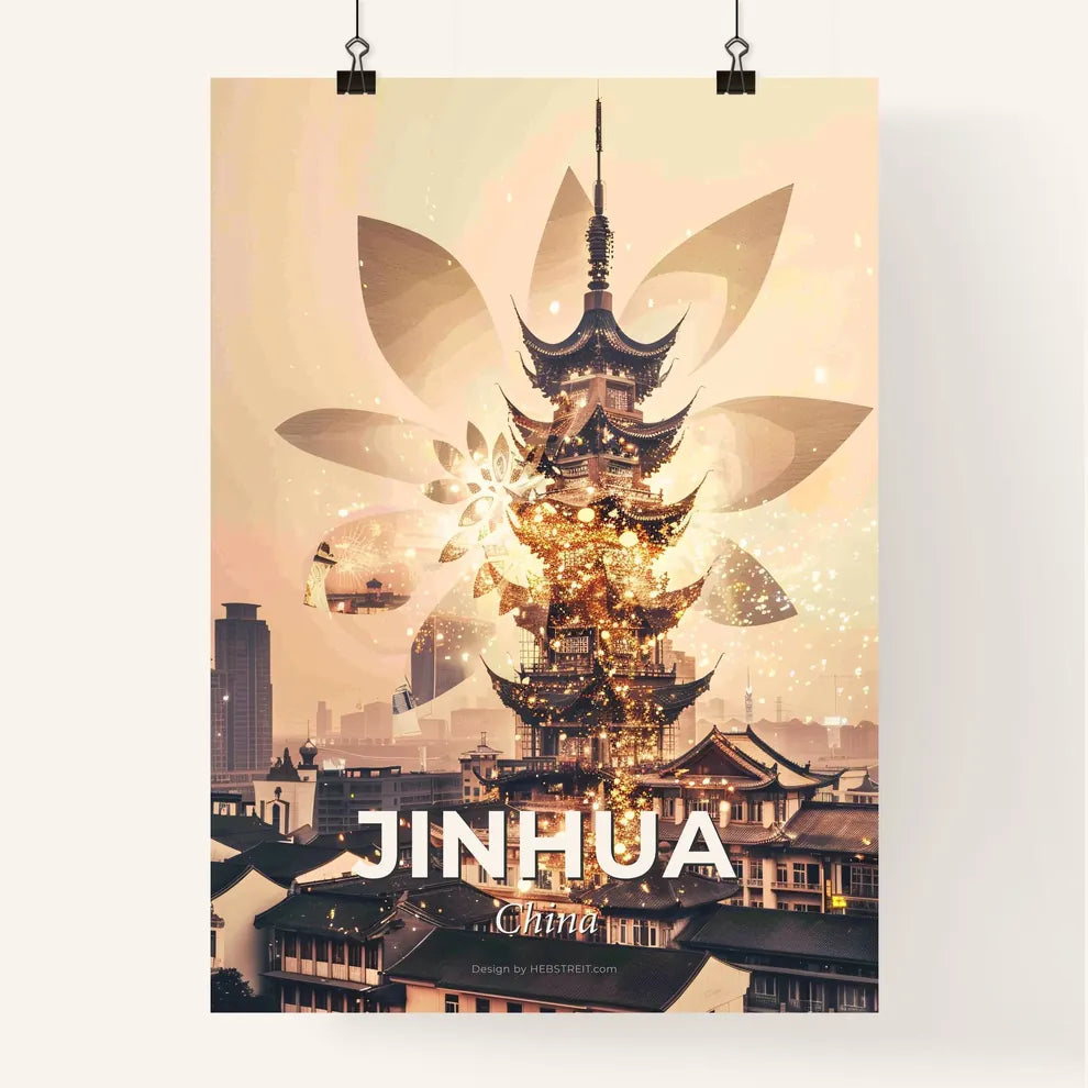 Jinhua Cityscape Double Exposure Masterpiece Poster