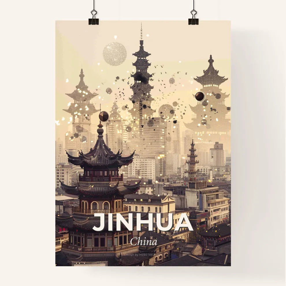 Jinhua Skyline Beige Sparkle Composite Poster Poster