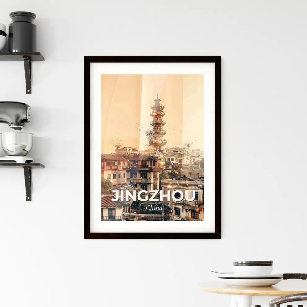 Jingzhou Skyline Poster: Beauty in Double Exposure Framed Print