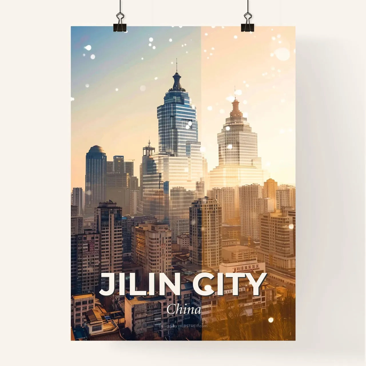 Jilin City China Skyline Local Art Print Poster