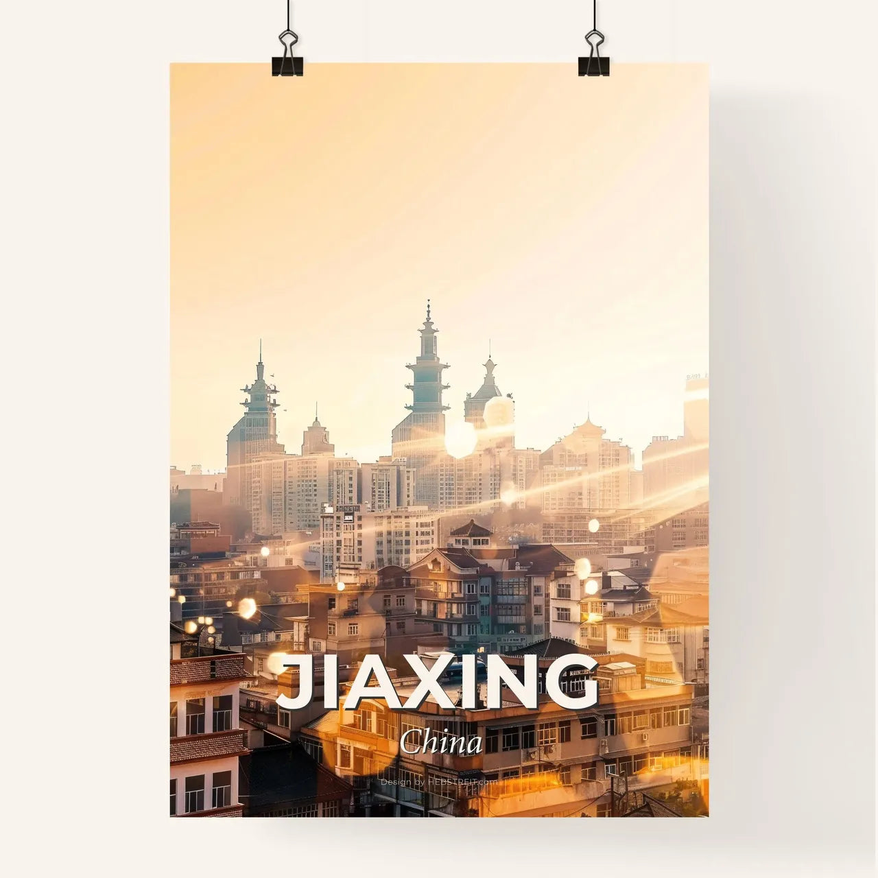Jiaxing: Bright Skyline, Subtle Backlights Poster