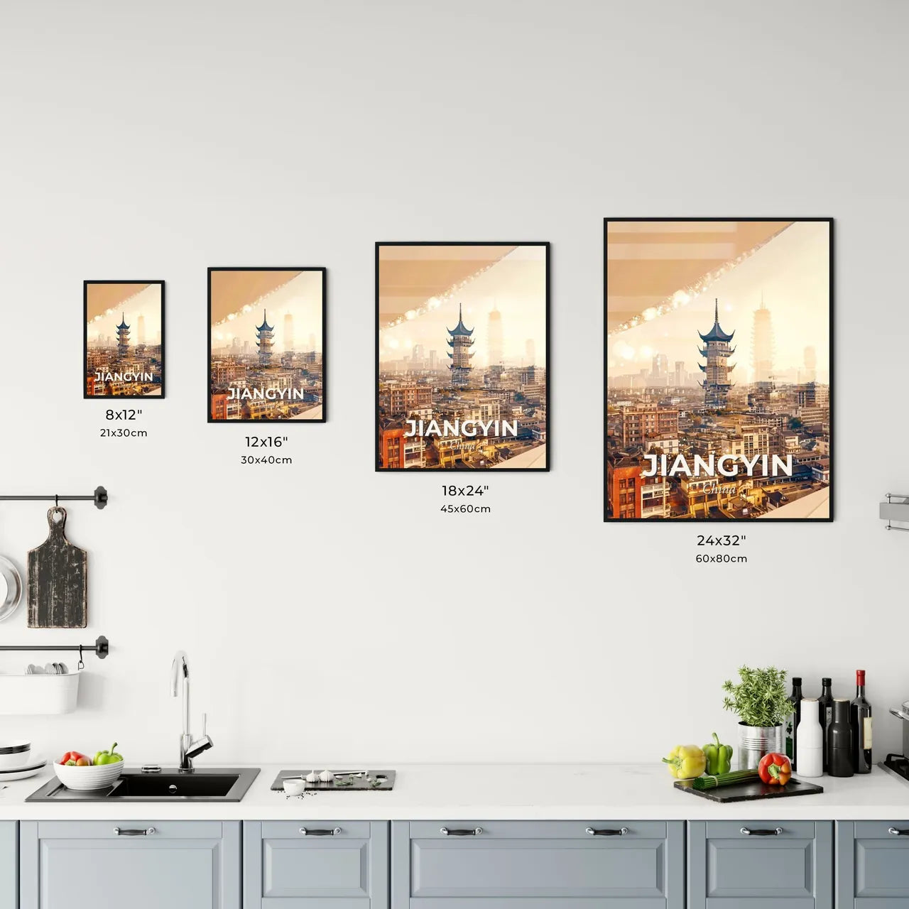 Jiangyin Skyline Art: Local Icons, Beige, Backlights Office Art
