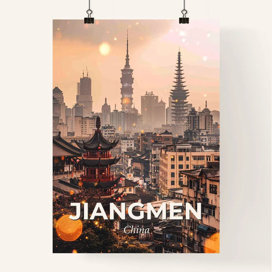 Jiangmen Skyline Double Exposure Cityscape Art Poster