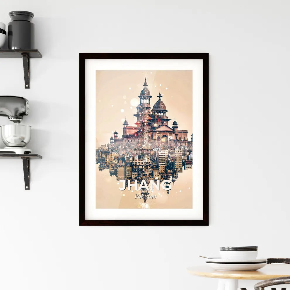 Jhang Skyline Double Exposure Poster Art Framed Print
