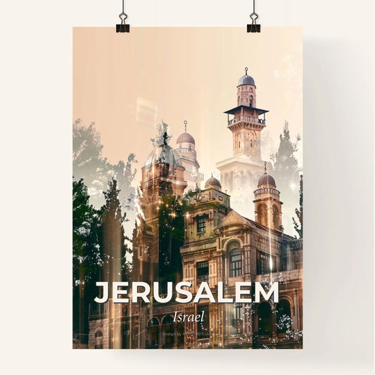 Jerusalem Skyline Double Exposure Art Print Poster