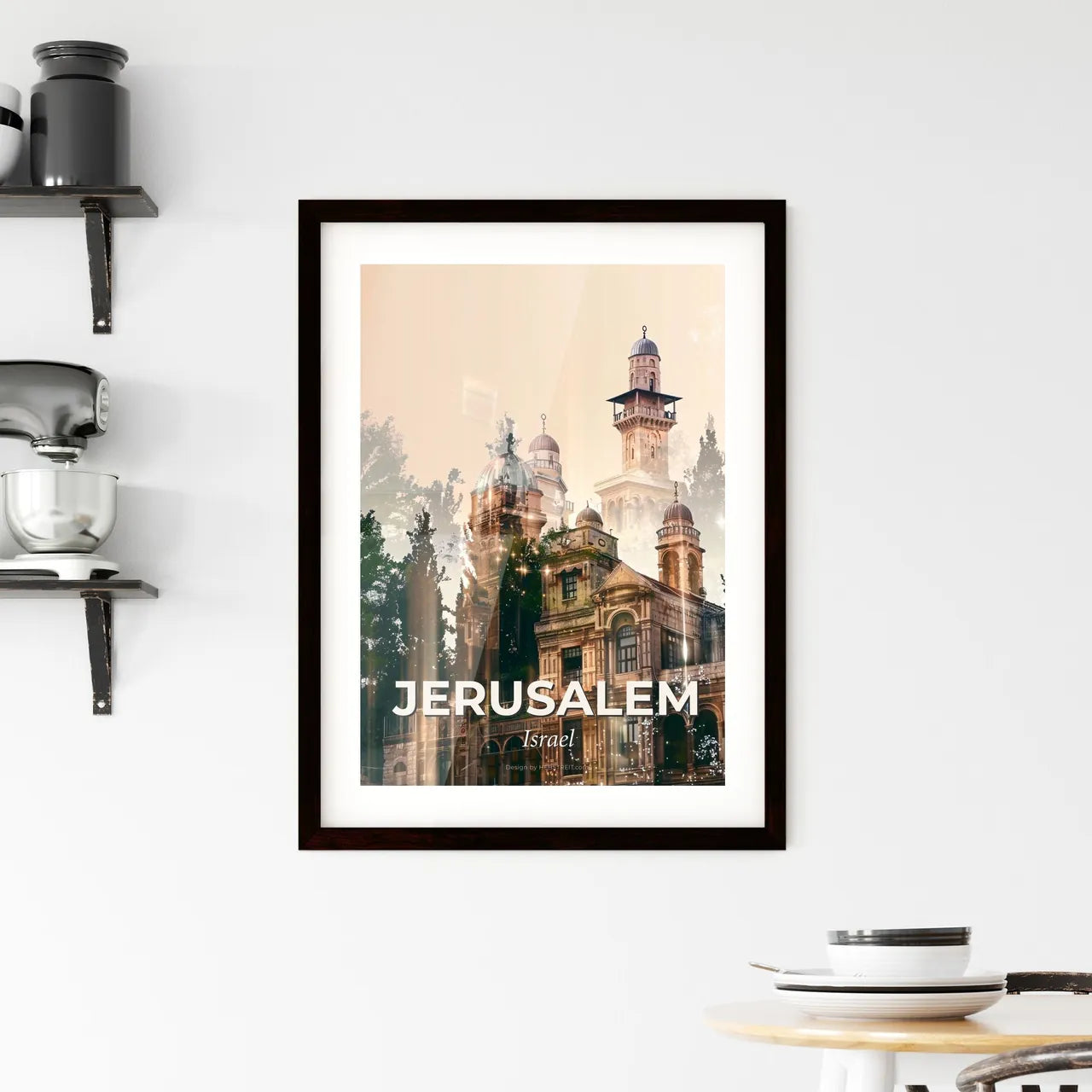 Jerusalem Skyline Double Exposure Art Print Framed Print