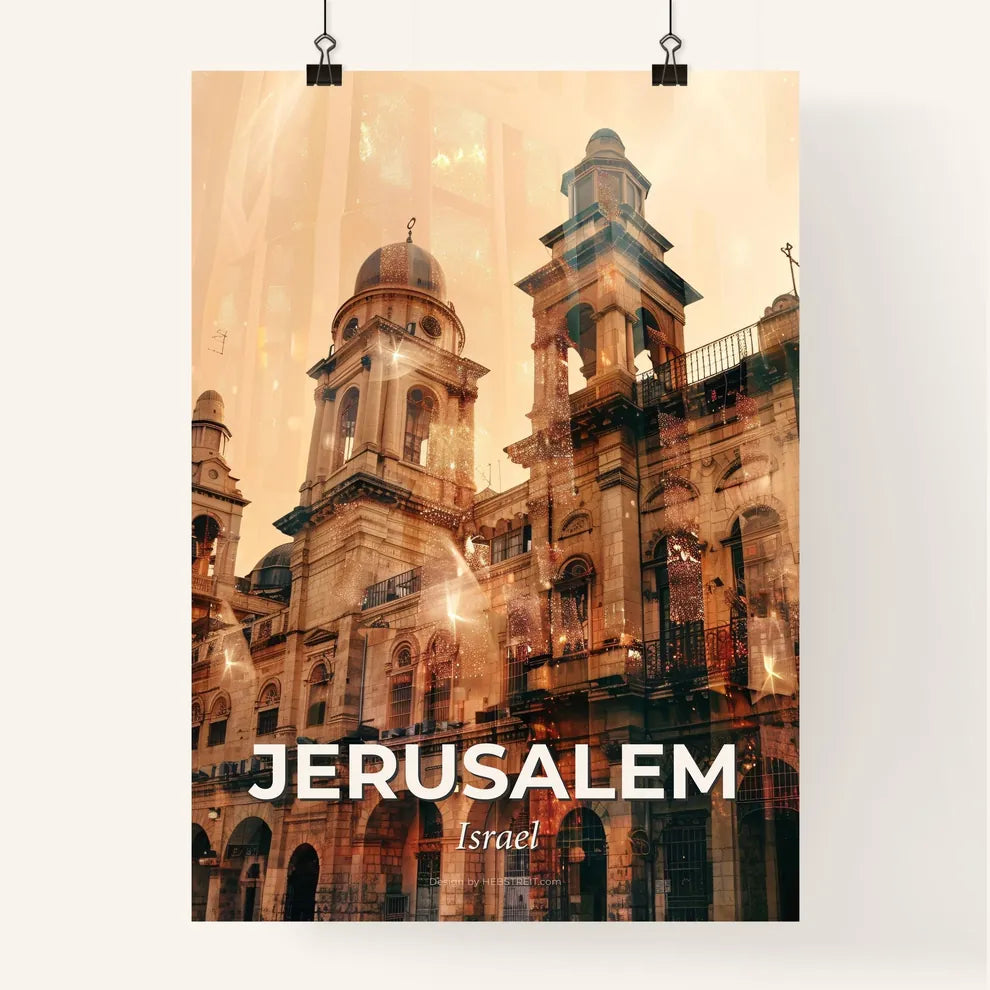 Jerusalem Skyline Double Exposure Composite Art Poster