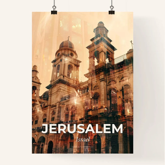 Jerusalem Skyline Double Exposure Composite Art Poster