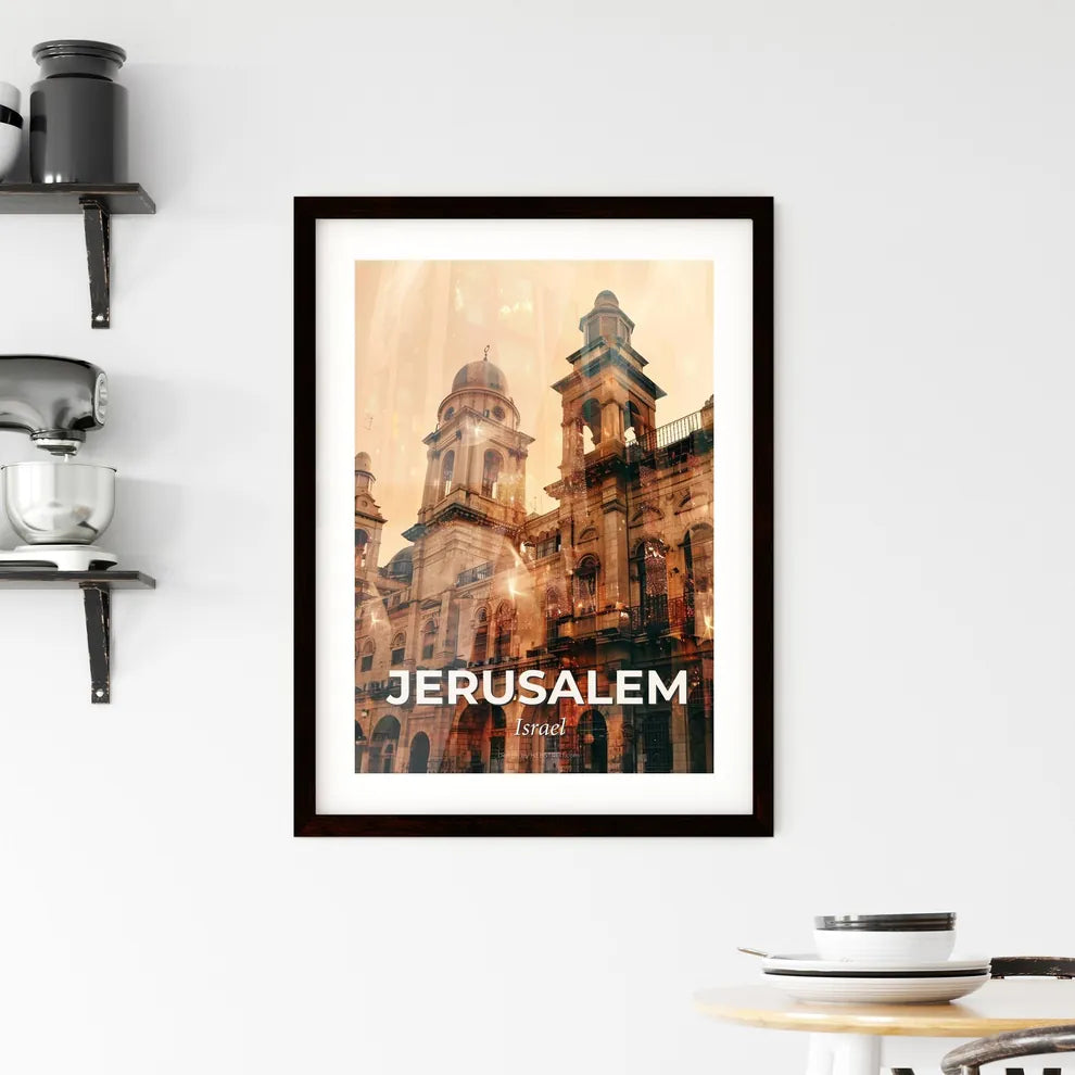 Jerusalem Skyline Double Exposure Composite Art Framed Print