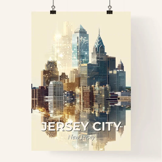 Jersey City Skyline: Local Landmarks in Unique Double Exposure Poster