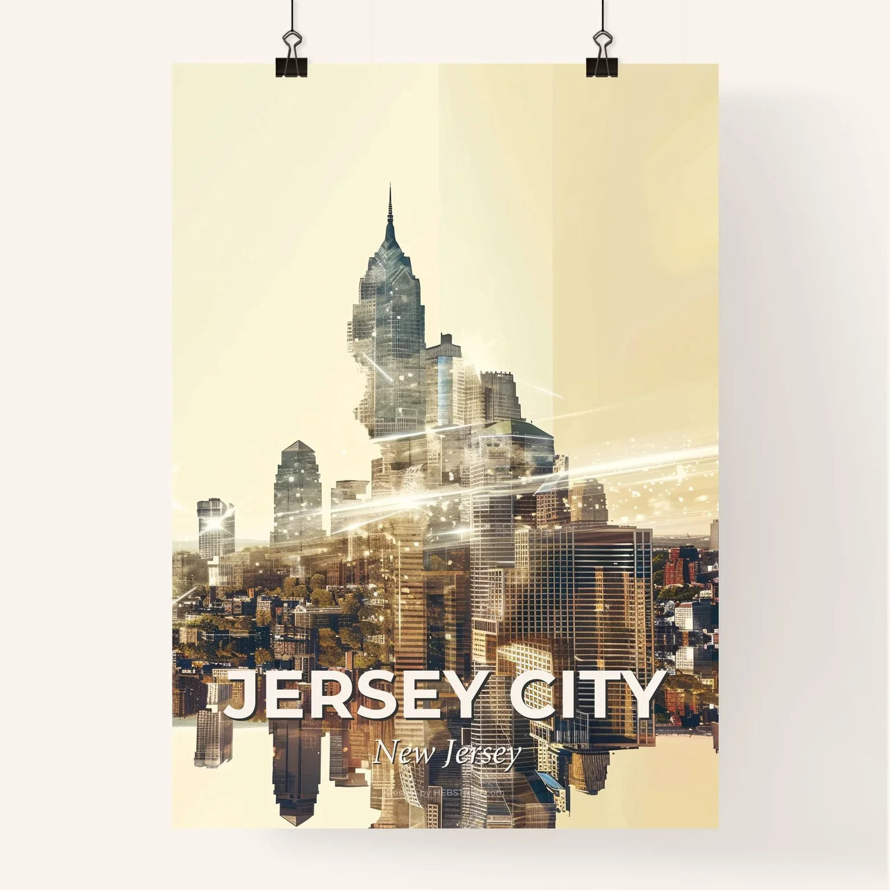 Jersey City Skyline Composite Art Poster Poster