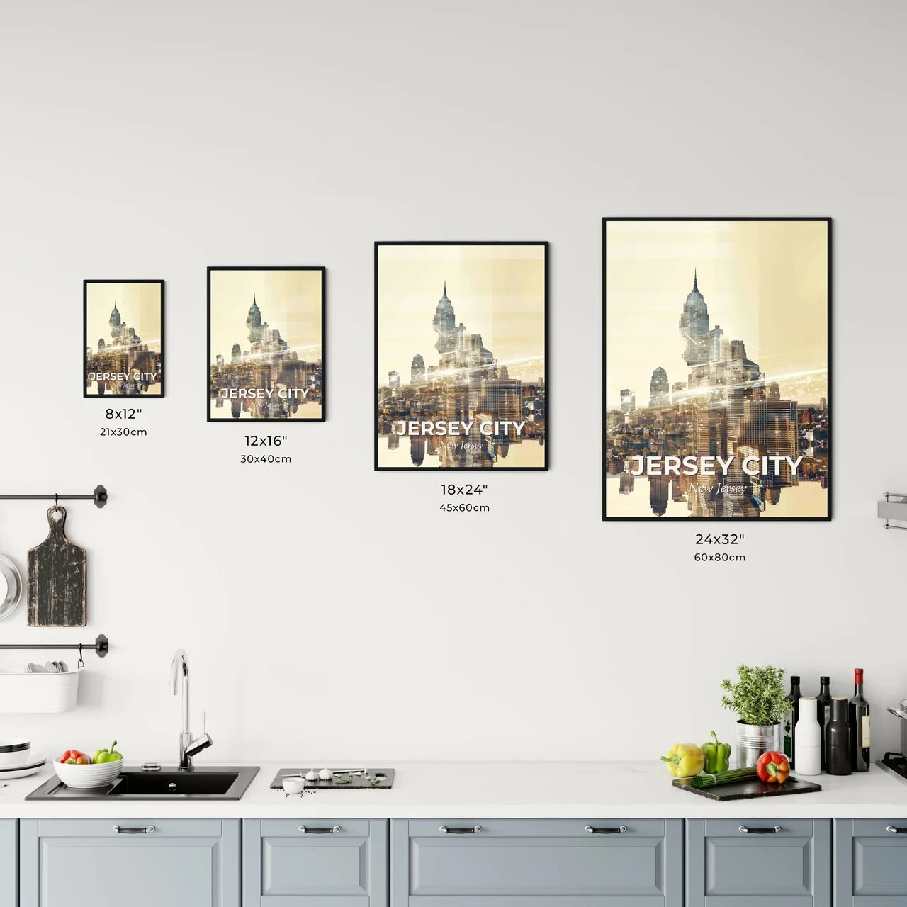 Jersey City Skyline Composite Art Poster Office Art