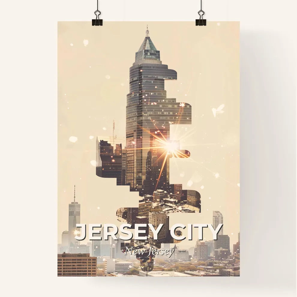 Jersey City Skyline Dreamy Exposure Poster Poster