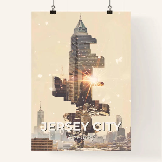 Jersey City Skyline Dreamy Exposure Poster Poster