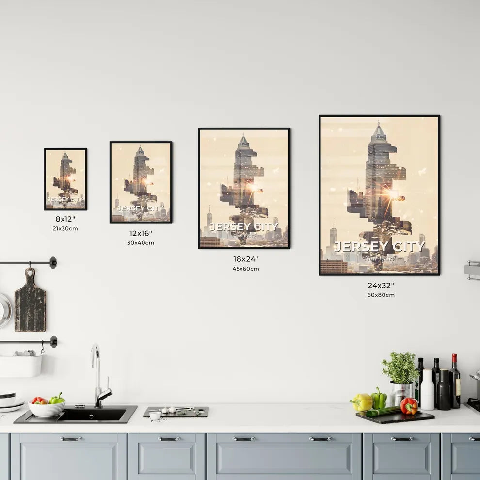 Jersey City Skyline Dreamy Exposure Poster Office Art