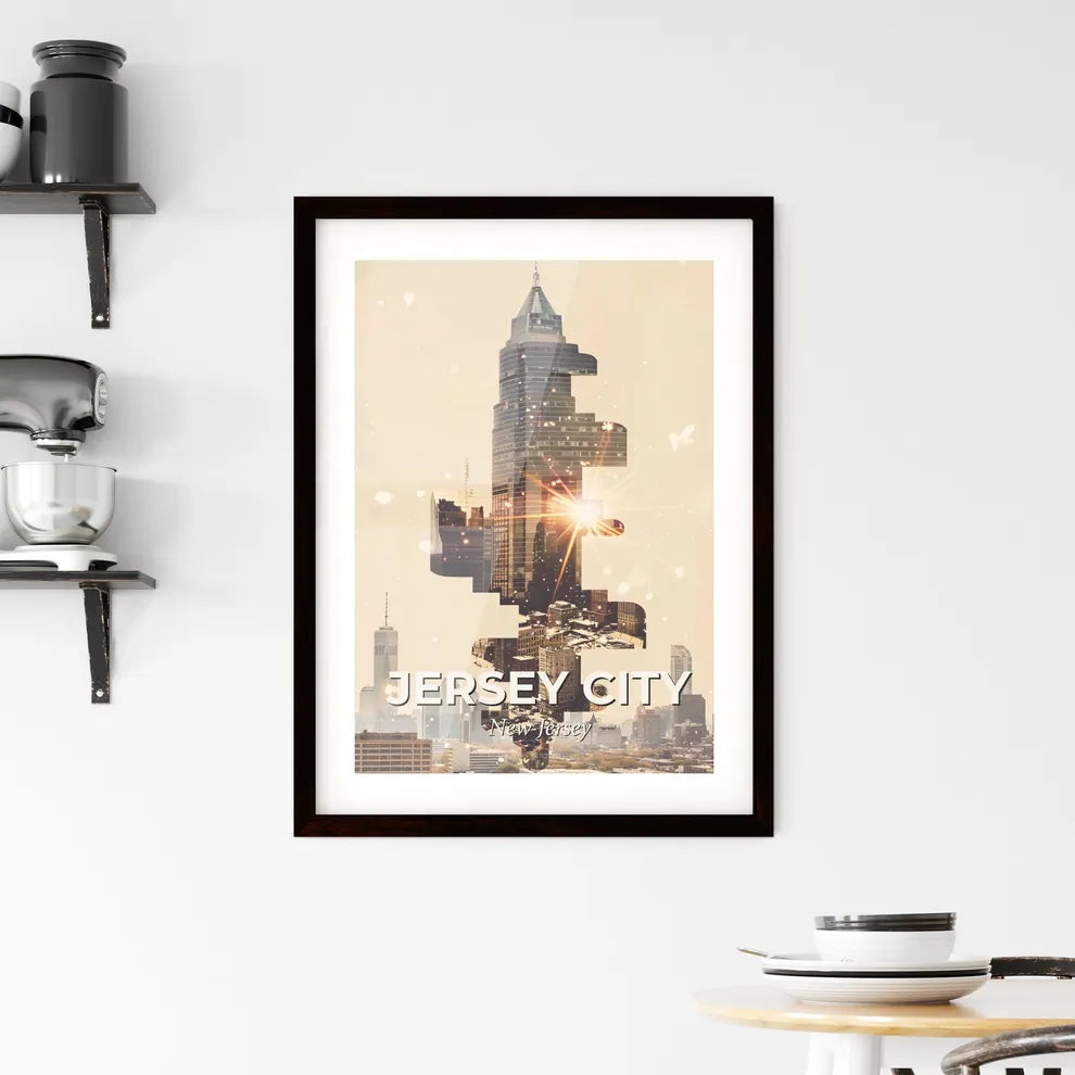 Jersey City Skyline Dreamy Exposure Poster Framed Print