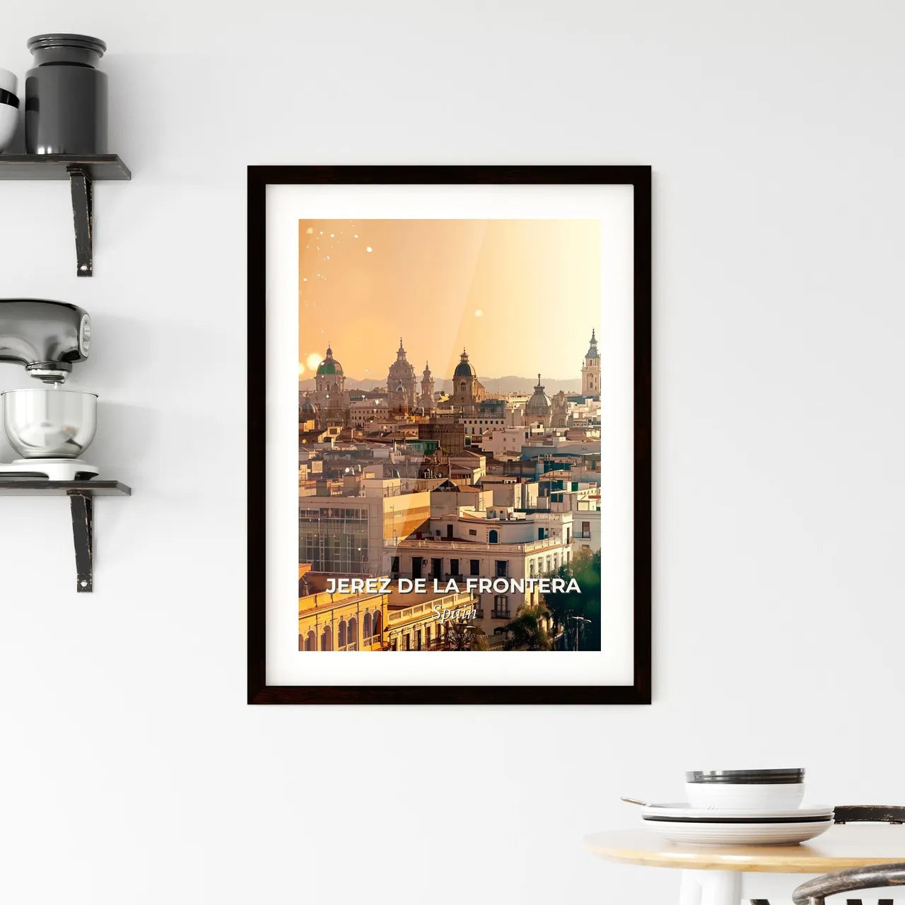 Jerez de la Frontera City Skyline Composite Wall Art Framed Print