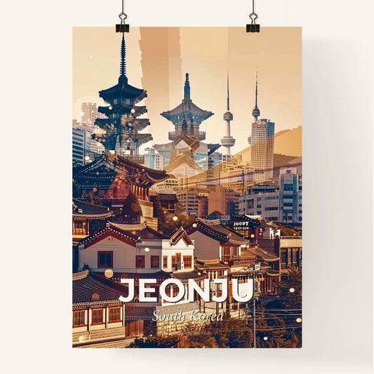 Jeonju City Skyline Double Exposure Art Poster Poster