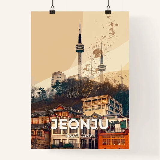 Jeonju Skyline Double Exposure Art Sparkles Poster