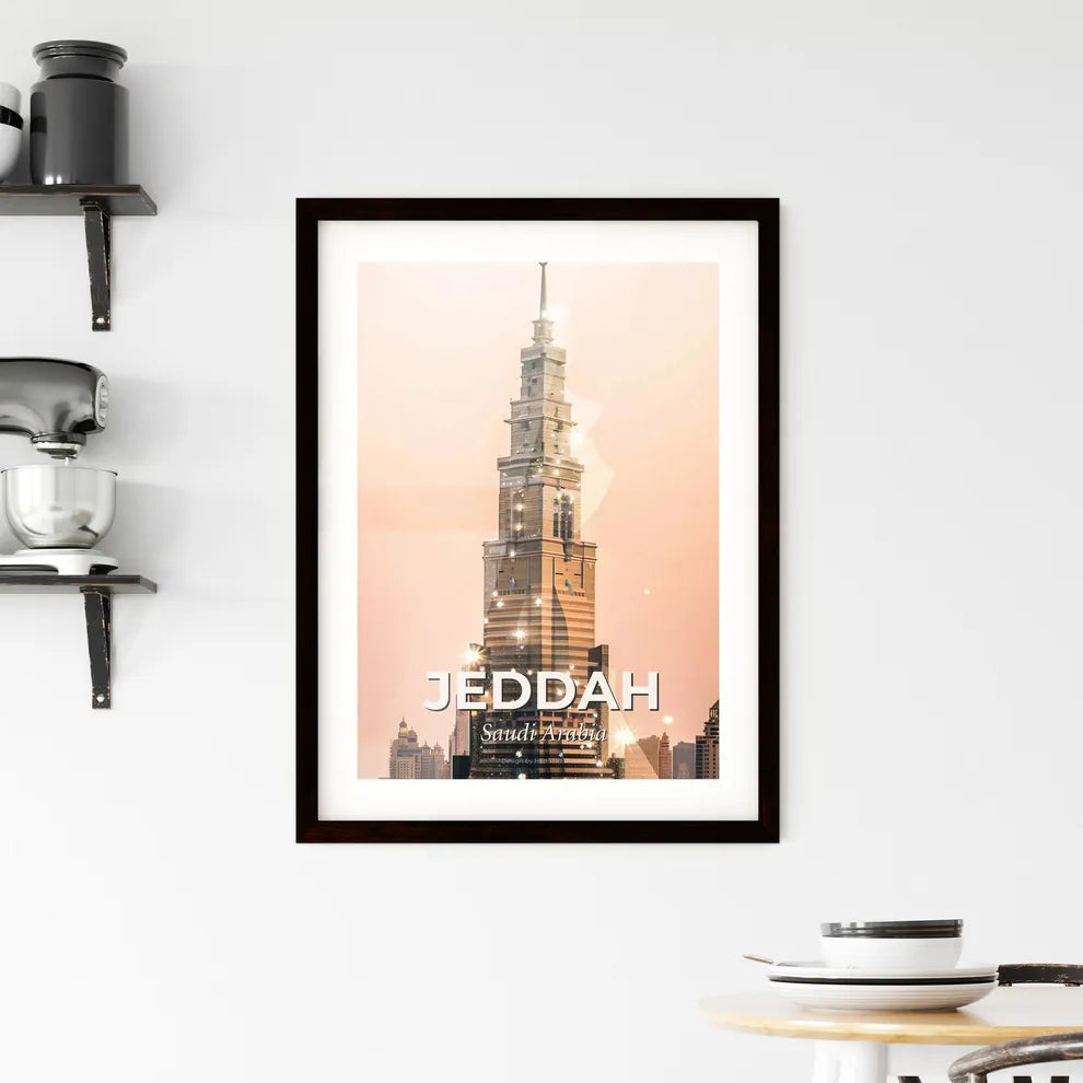 Jeddah Skyline Art: Double Exposure, Local Icons Framed Print