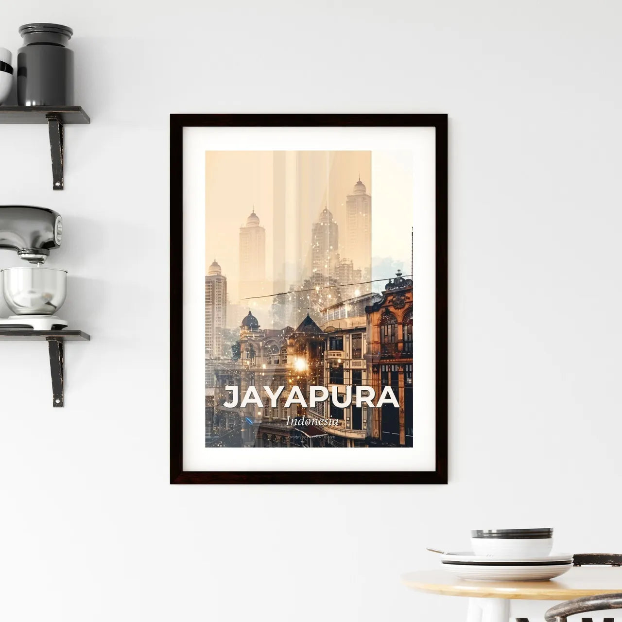 Jayapura Skyline Composite Artwork Poster Framed Print