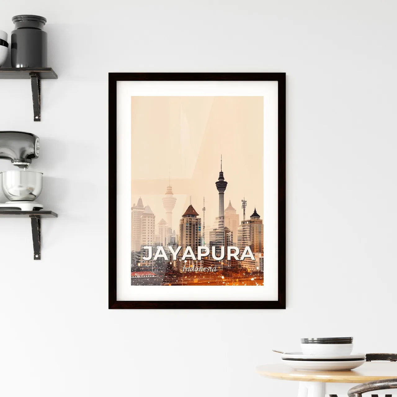 Jayapura City Skyline at Dawn Composite Poster Framed Print
